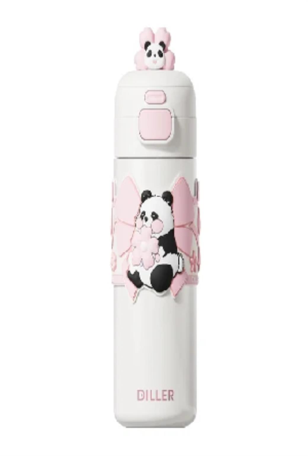 Diller Sevimli Pembe Panda Paslanmaz Çelik Matara 480 ml