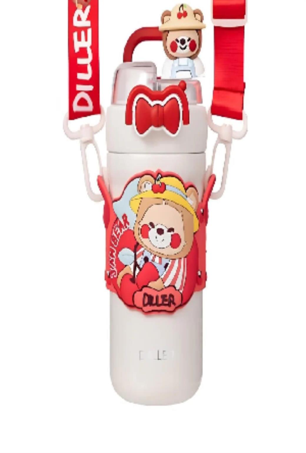 Diller Kırmızı Ayı Paslanmaz Çelik Desenli Termos 490 ml