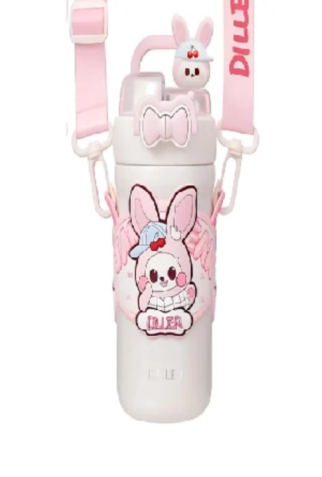 Diller Pembe Tavşan Paslanmaz Çelik Desenli Termos 490 ml