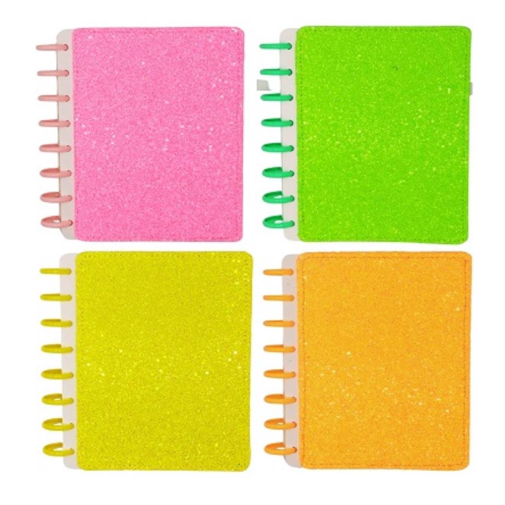 Unıcus Pul Spralli Akıllı Defter A5 Shine Neon Cam Kırığı 4 Renk (12 Adet)