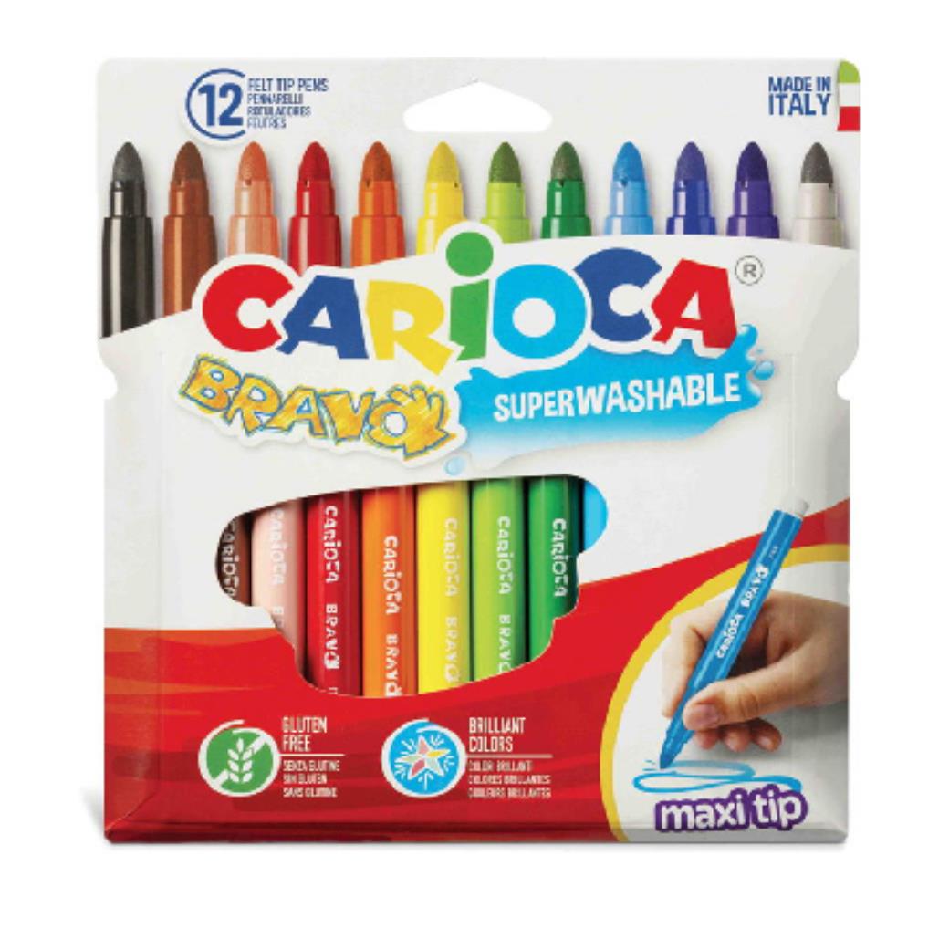 Carioca Brova Jumbo Süper Yıkanabilir 12li Keçeli Boya Kalemi
