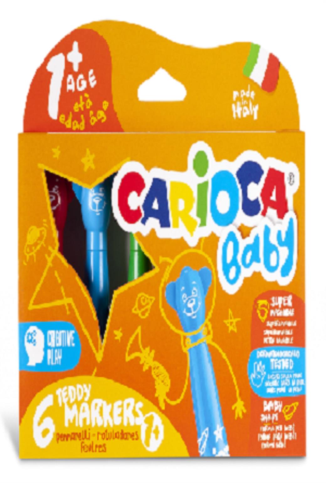 Carioca Teddy Jumbo Bebek Süper Yıkanabilir Keçeli Boya Kalemi 6lı 1+ Yaş