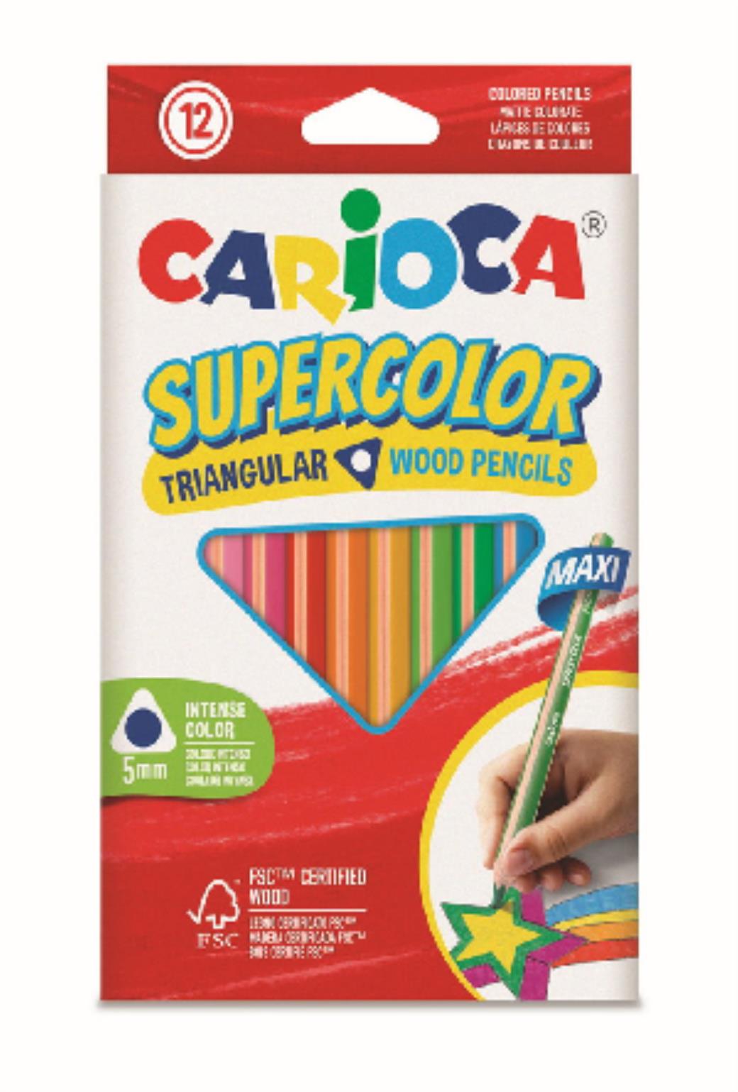 Carioca Süpercolor Maxi Üçgen Kuru Boya Kalemi 12 Renk (6 Adet)