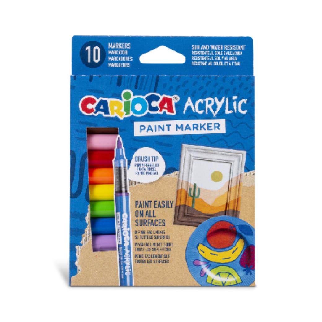 Carioca Akrilik Paint Marker Su Bazlı Fırça Uçlu 10lu (6 Adet)
