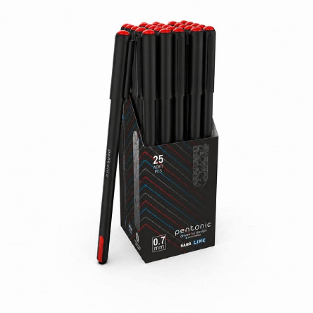 Silka Pentonic Ball Pen Kırmızı Tükenmez Kalem 25li