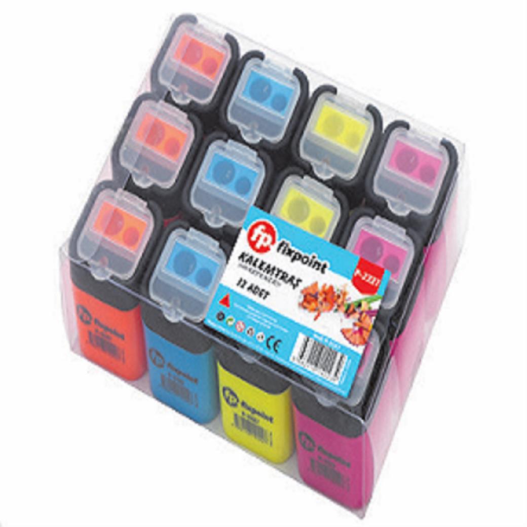 Fixpoint Kalemtraş Çiftli Kare Siyah Kapak (12 Adet)