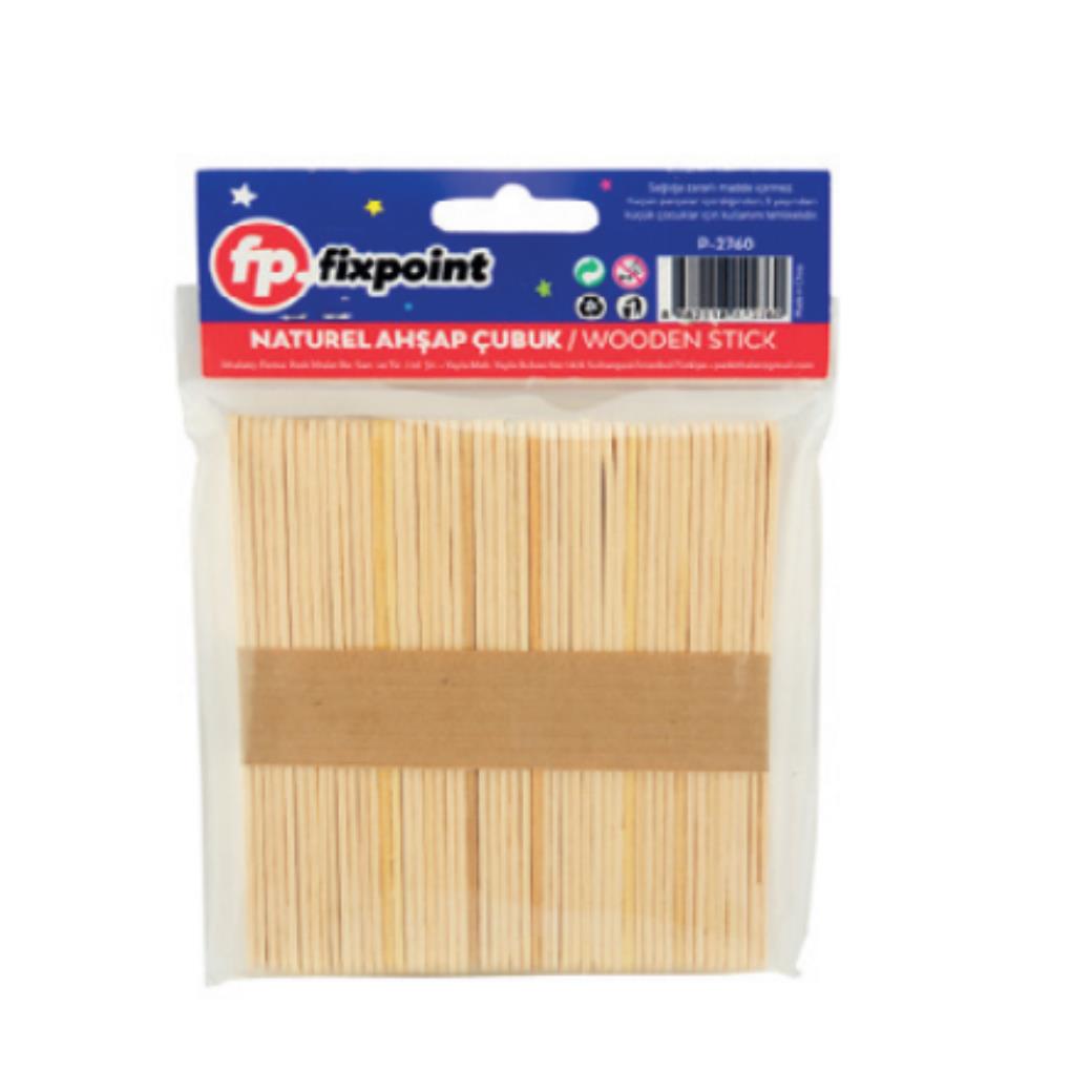 Fixpoint Küçük Boy Dil Çubuğu Naturel Ahşap Çubuk 50li (12 Adet)