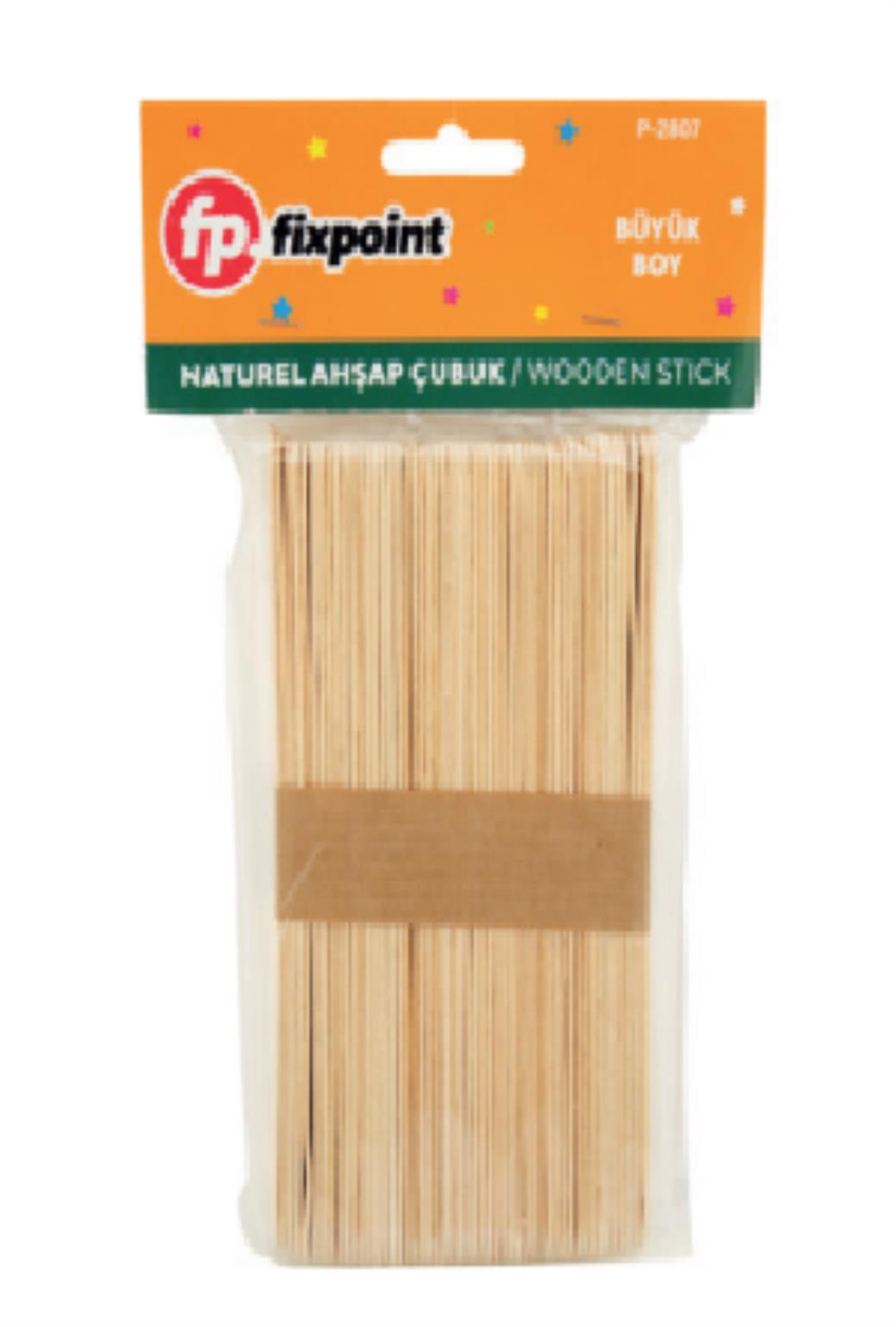 Fixpoint Büyük Boy Naturel Ahşap Dil Çubuğu (12 Adet)