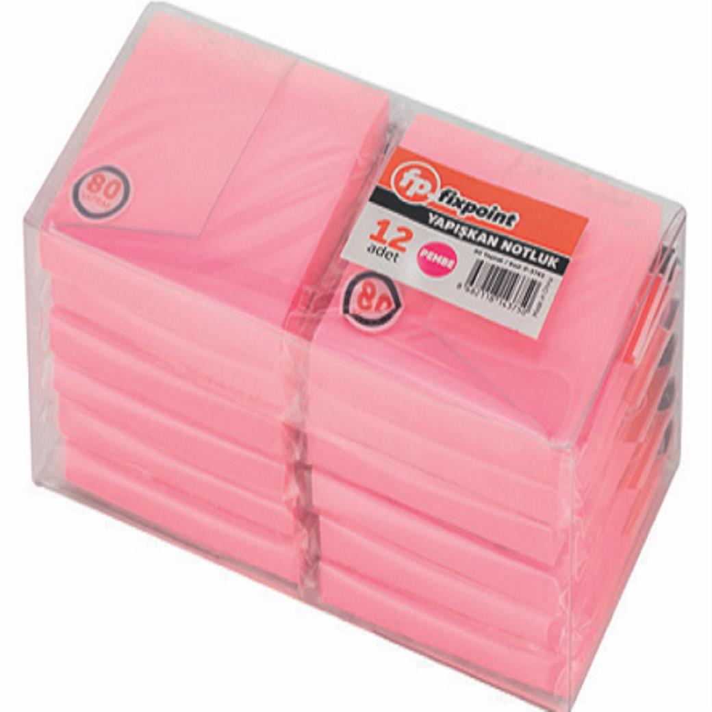 Fixpoint Yapışkan Notluk Pembe 80 Yaprak (12 Adet)
