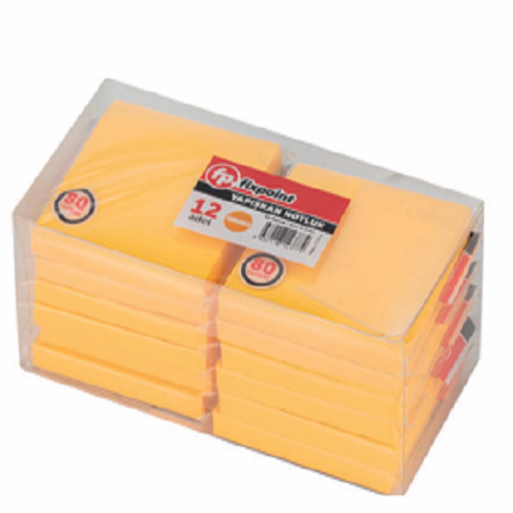 Fixpoint Yapışkanlı Notluk Kare Turuncu 80 Yaprak (12 Adet)