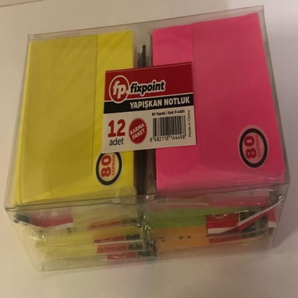 Fixpoint Yapışkanlı Kağıt 80 Yaprak Kare Karma Paket (12 Adet)