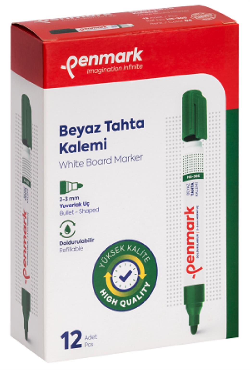 Penmark Beyaz Tahta Kalemi 12li Yuvarlak Uç Yeşil (12 Adet)