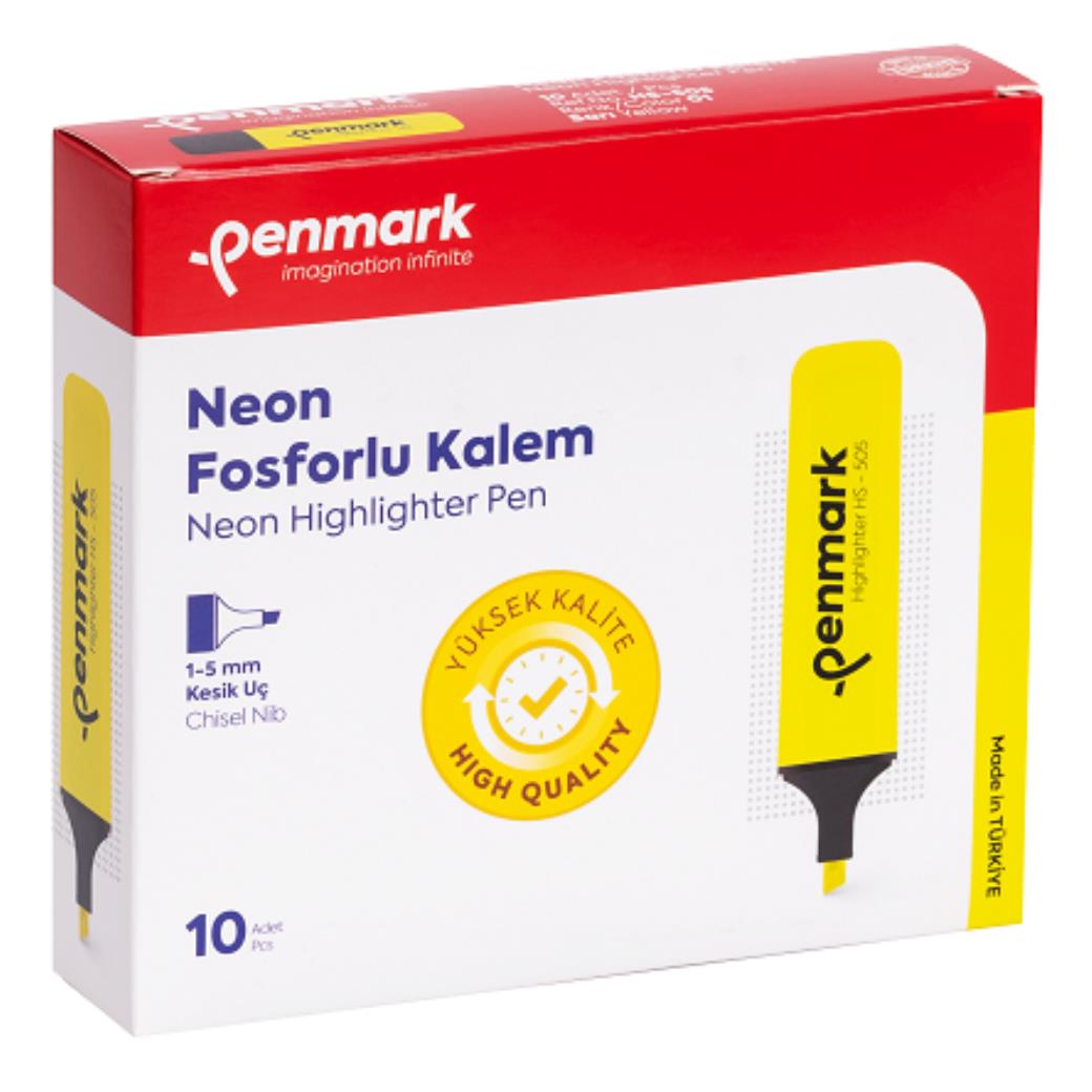 Penmark Tropik Fosforlu Sarı 10lu Kesik Uçlu Kalem (12 Adet)