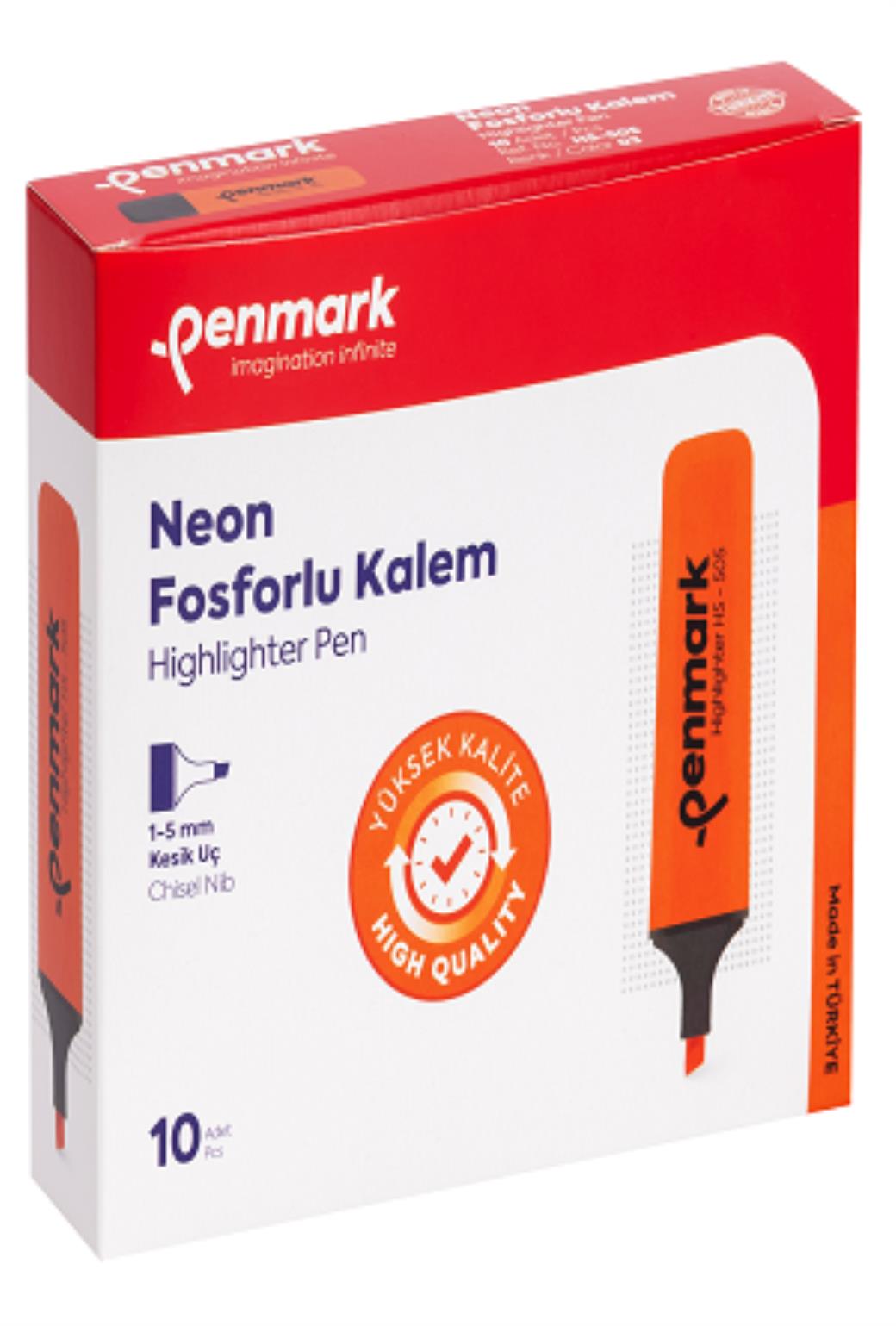 Penmark Neon Turuncu 10lu Kesik Uçlu Fosforlu Kalem (12 Adet)