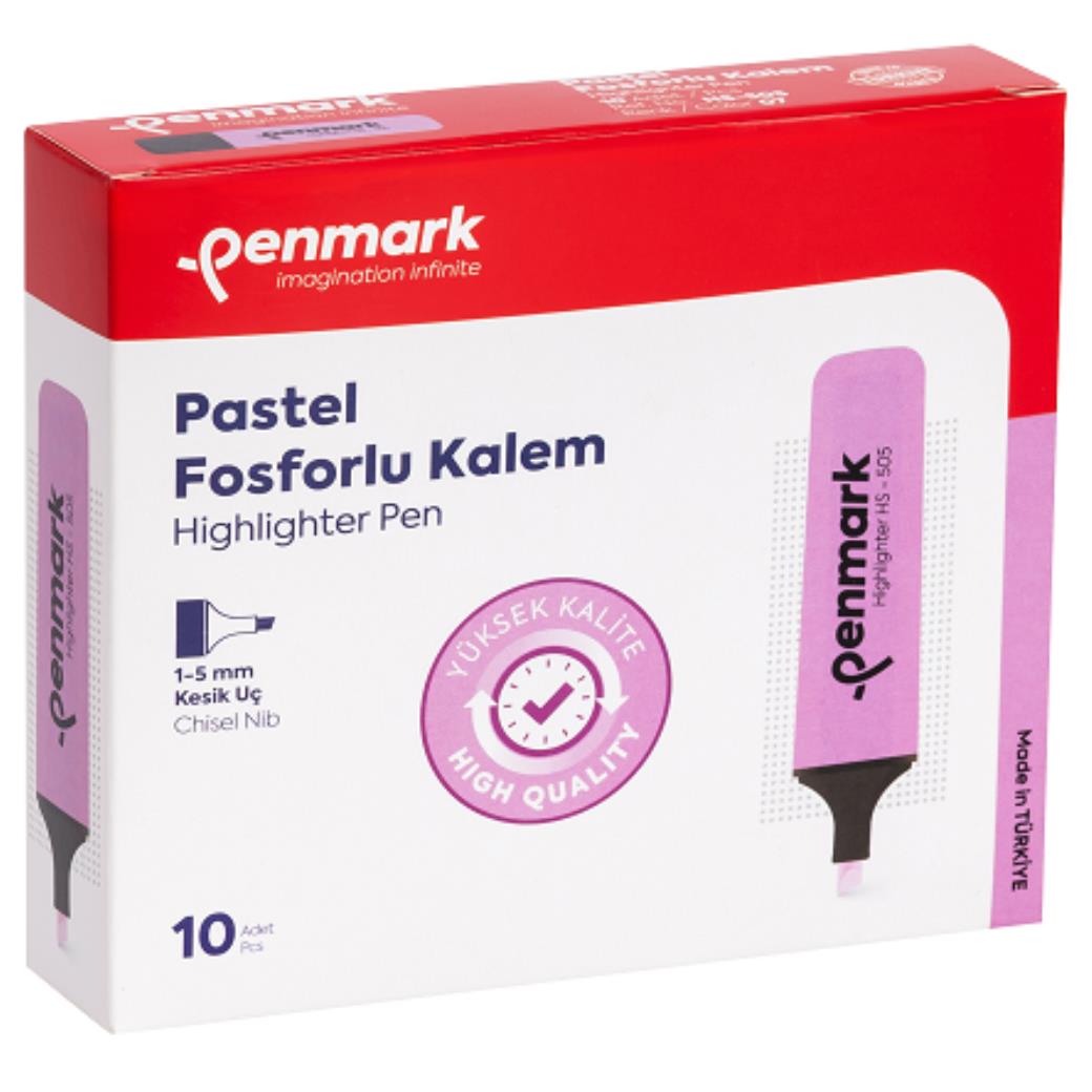 Penmark Tropik Fosforlu Lavanta 10lu Kesik Uçlu Kalem (12 Adet)
