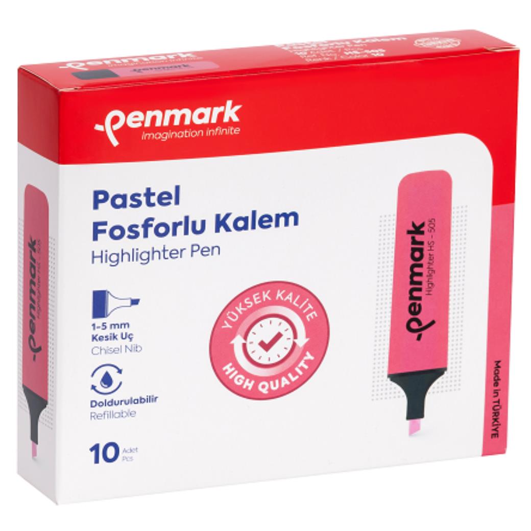 Penmark Gül Suyu 10lu Kesik Uçlu Fosforlu Kalem (12 Adet)