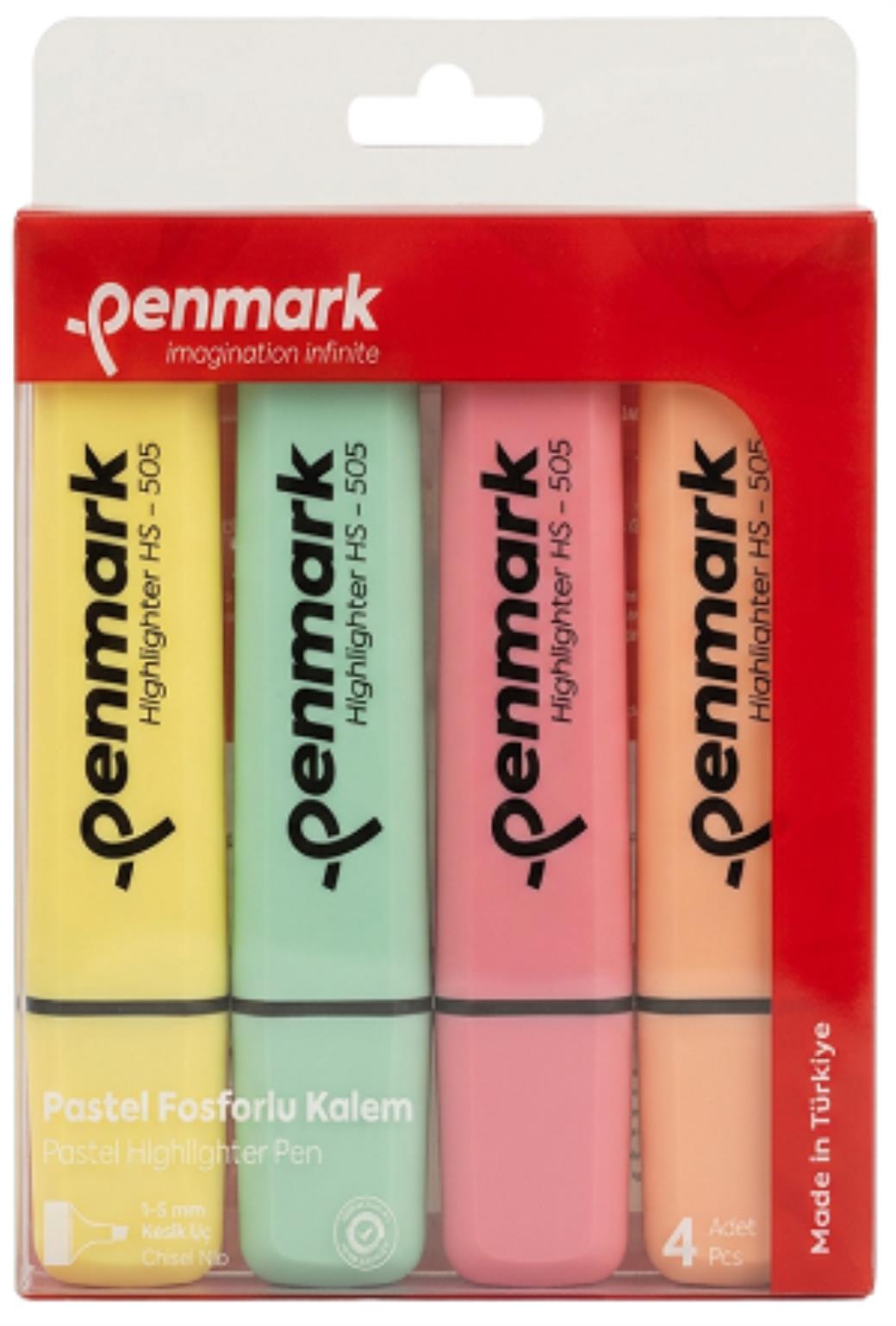Penmark Pastel 4 Renk Blisterli Kesik Uçlu Fosforlu Kalem (24 Adet)