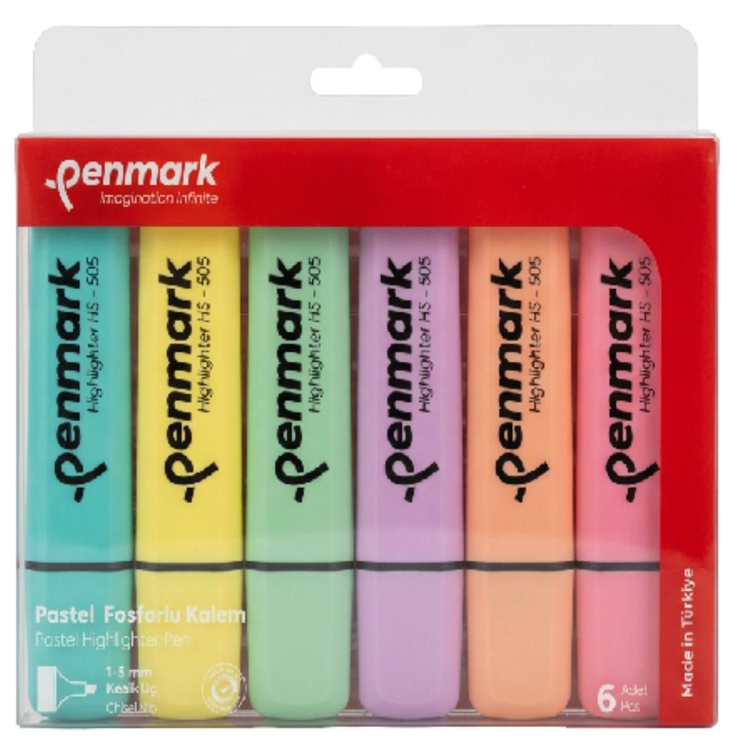 Penmark Pastel 6 Renk Blisterli Kesik Uçlu Fosforlu Kalem (12 Adet)