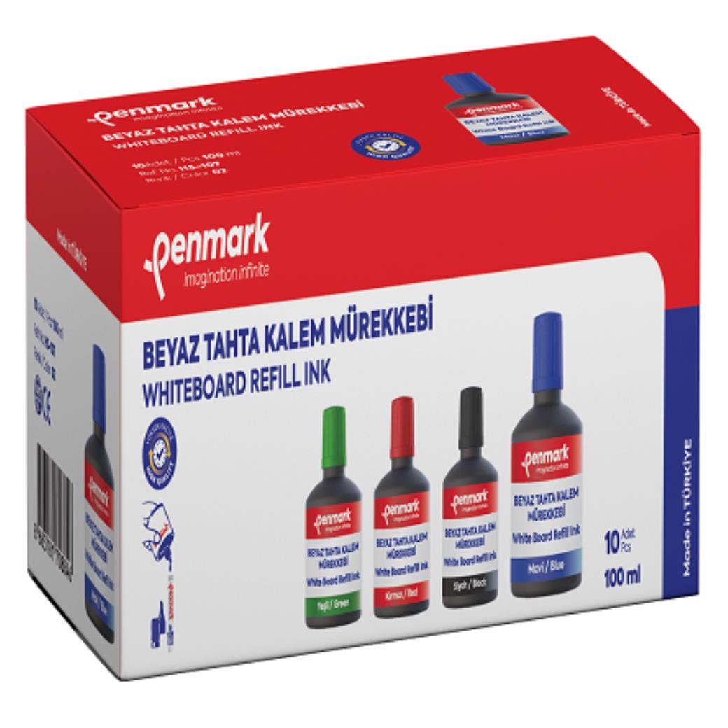 Penmark Beyaz Tahta Kalemi Mürekkebi 100ml  Mavi Renk (10 Adet)