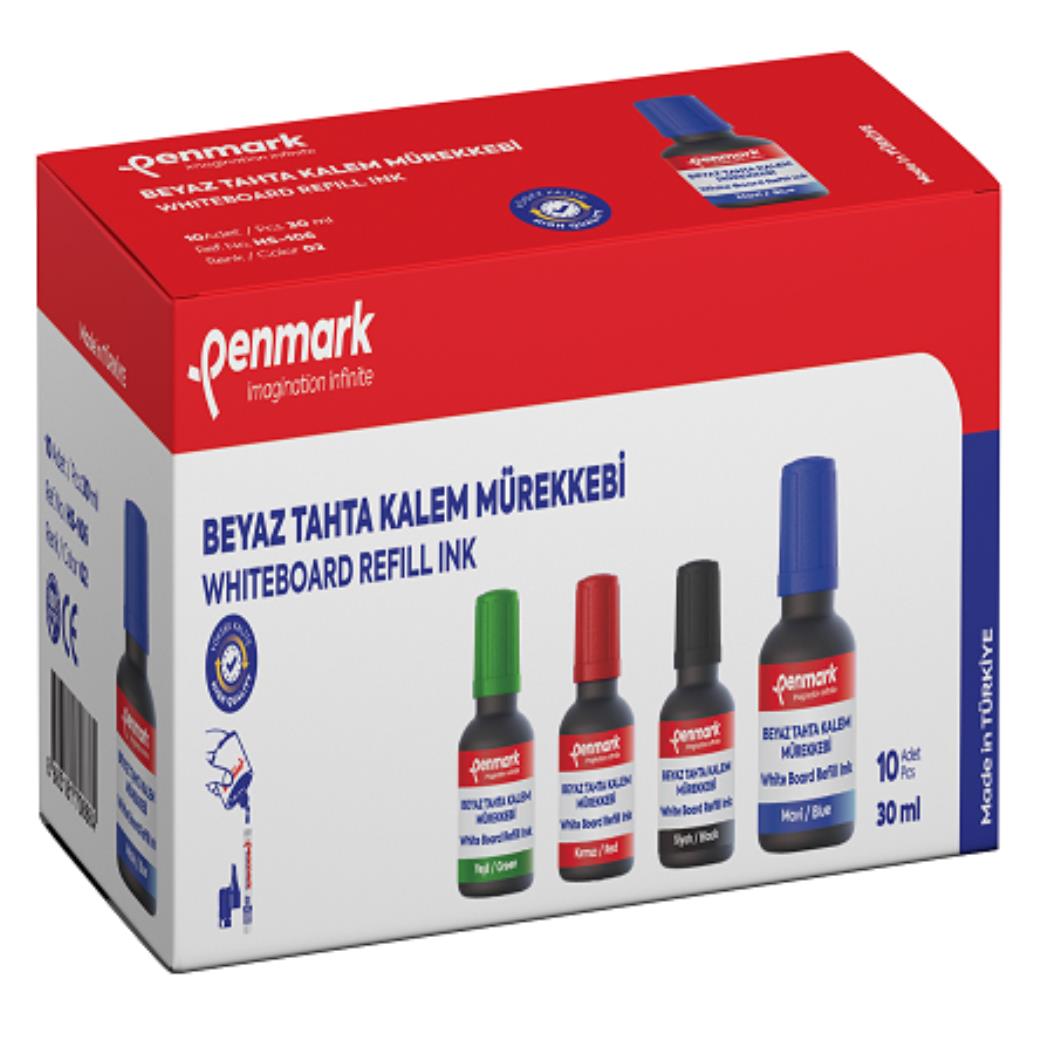 Penmark Beyaz Tahta Kalemi Mürekkebi 30ml Mavi Renk (10 Adet)
