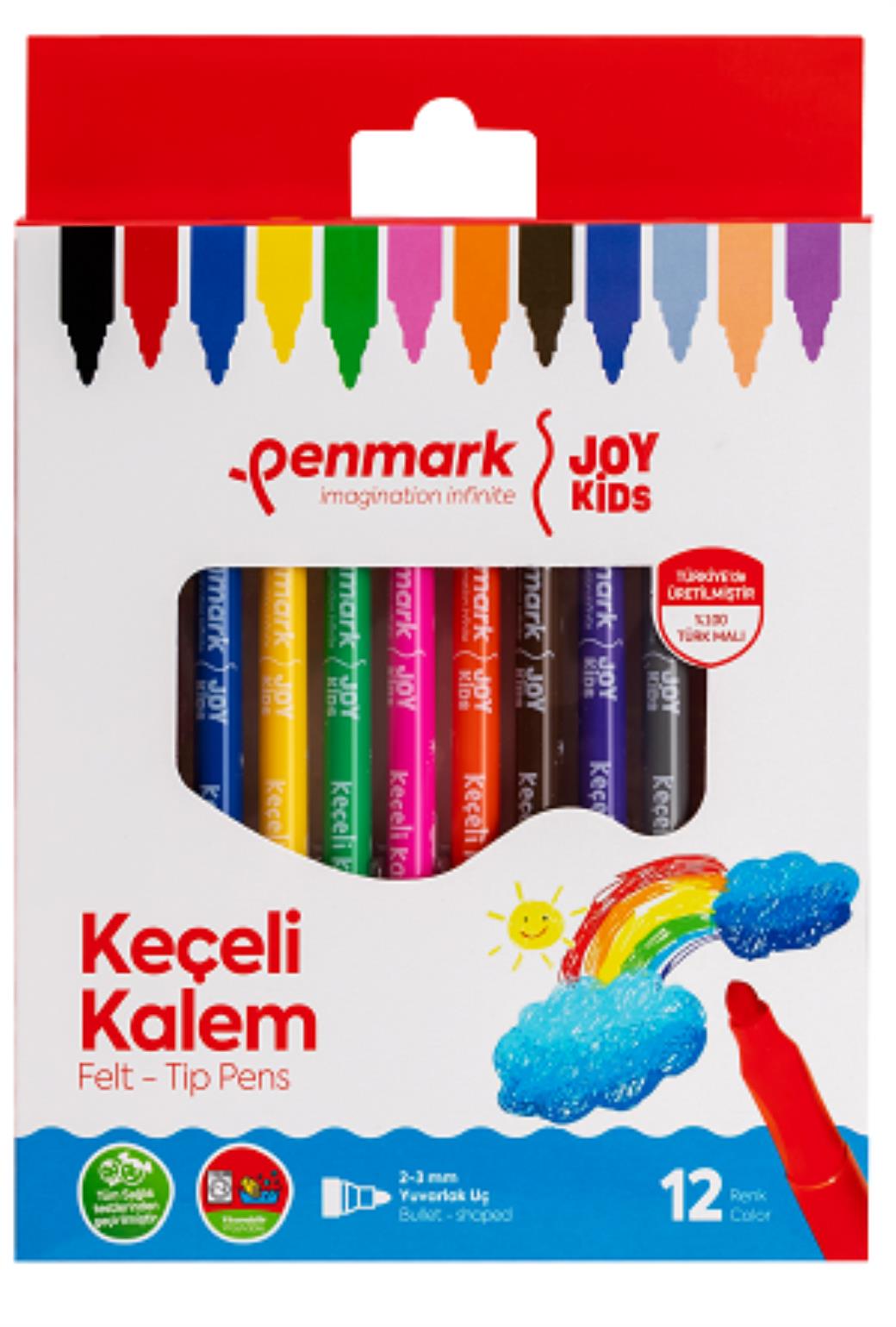 Penmark Süper Yıkanabilir Yuvarlak Uç Keçeli Kalem 12 Renk (12 Adet)