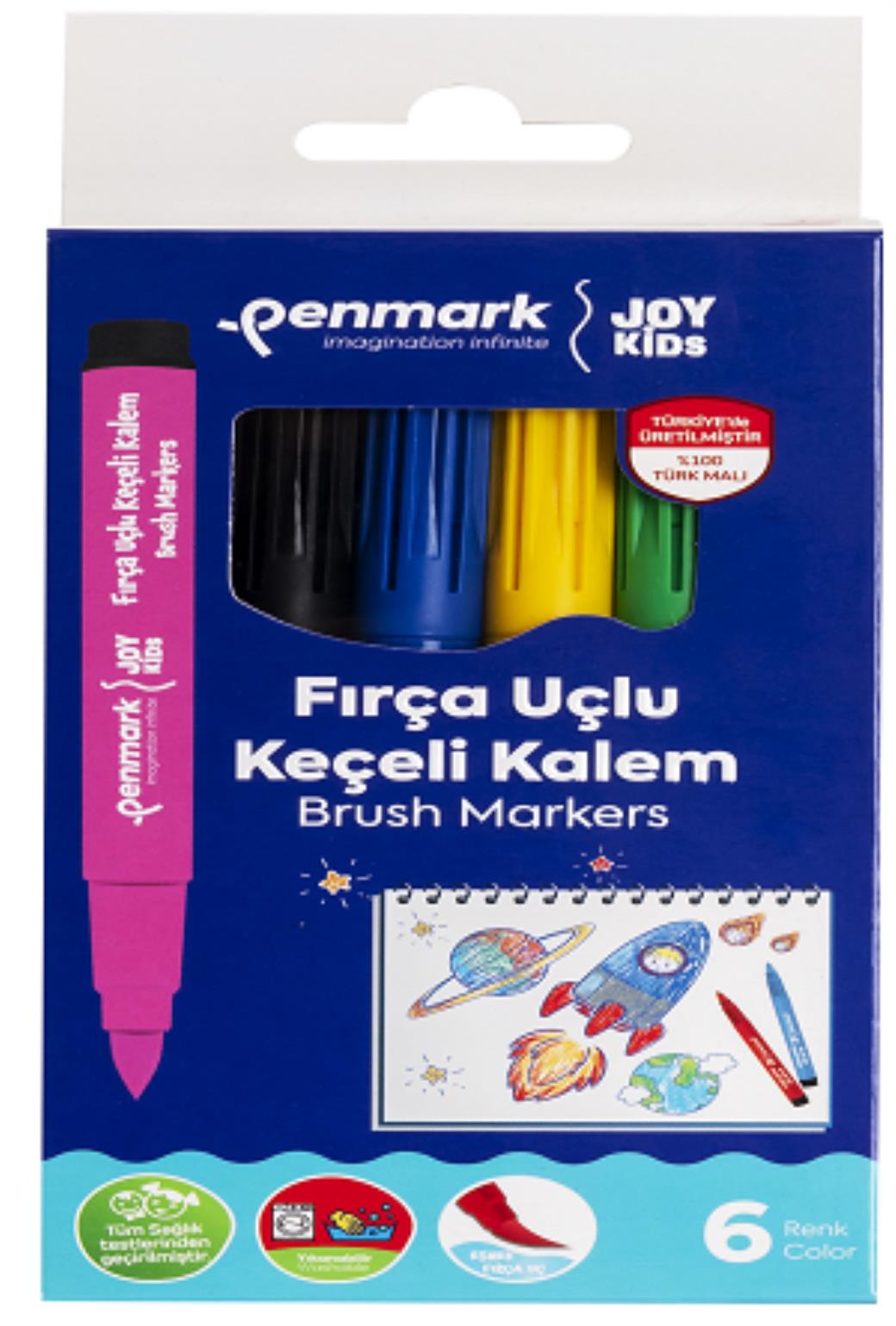 Penmark Süper Yıkanabilir Fırça Uçlu Kalem 6 Renk (24 Adet)