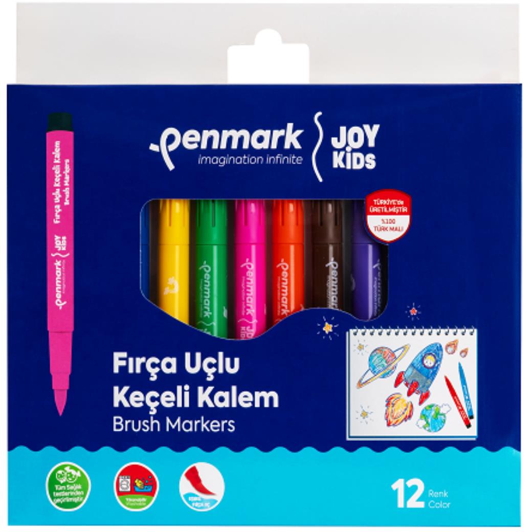 Penmark Süper Yıkanabilir Fırça Uçlu Keçeli Kalem 12 Renk (12 Adet)