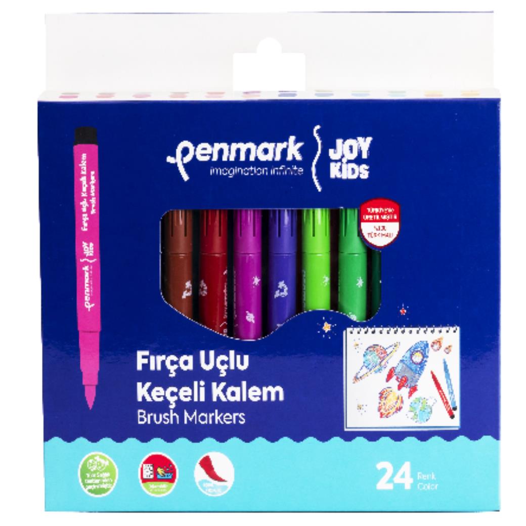 Penmark Süper Yıkanabilir Fırça Uçlu Keçeli Kalem 24 Renk (12 Adet)