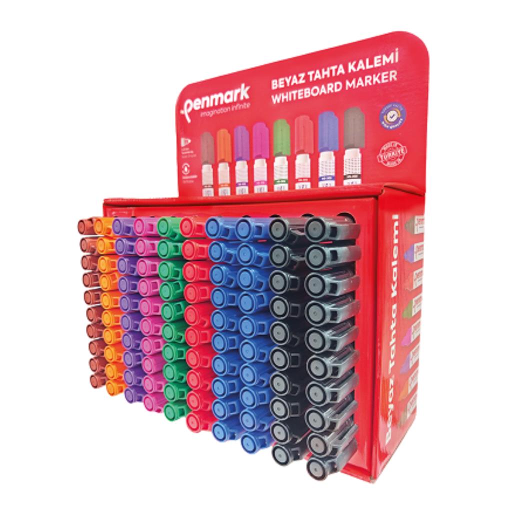 Penmark Beyaz Tahta Kalemi Karışık Renk 100lü Stand
