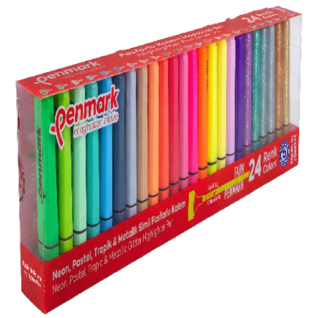 Penmark Neon Pastel Tropik Metalik Simli Fosforlu Kalem 24 Renk