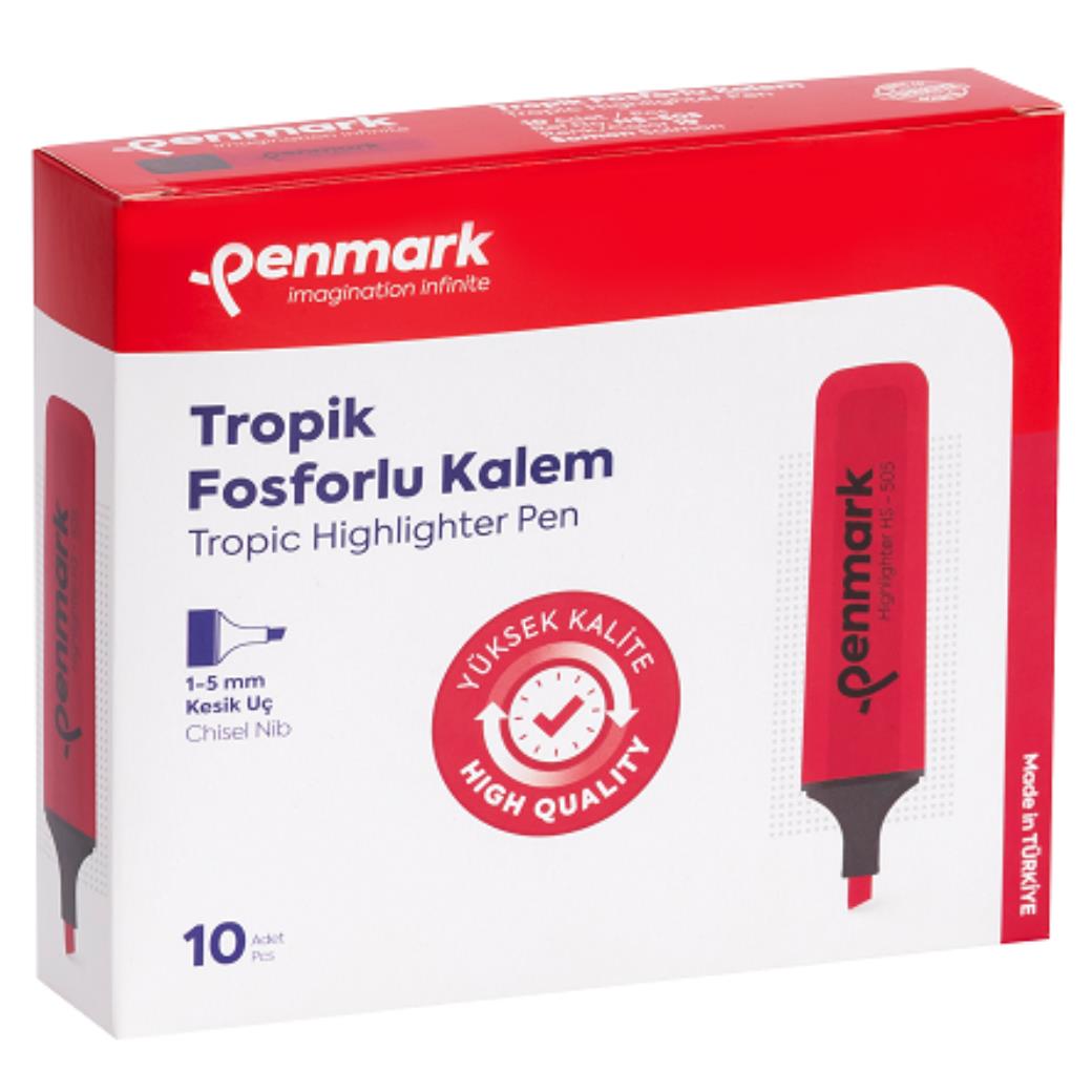 Penmark Tropik Fosforlu Somon 10lu Kesik Uçlu Kalem (12 Adet)