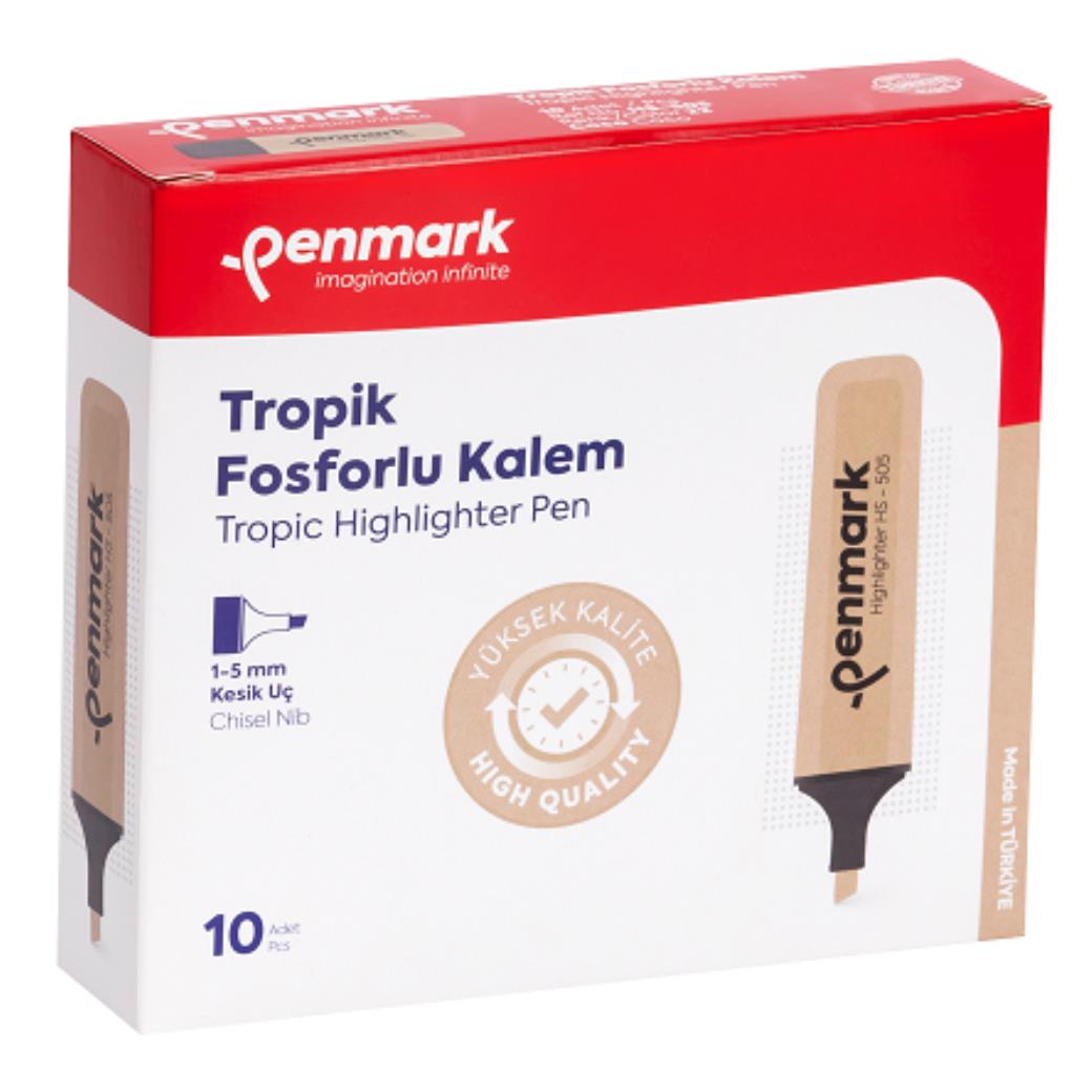 Penmark Tropik Koko Renk Kesik Uçlu 10lu Fosforlu Kalem (12 Adet)