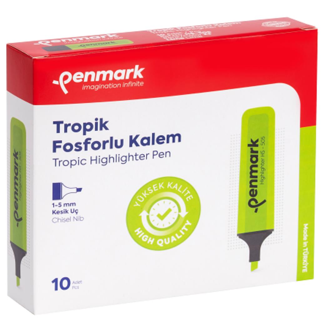 Penmark Tropik Fosforlu Lime 10lu Kesik Uçlu Kalem (12 Adet)