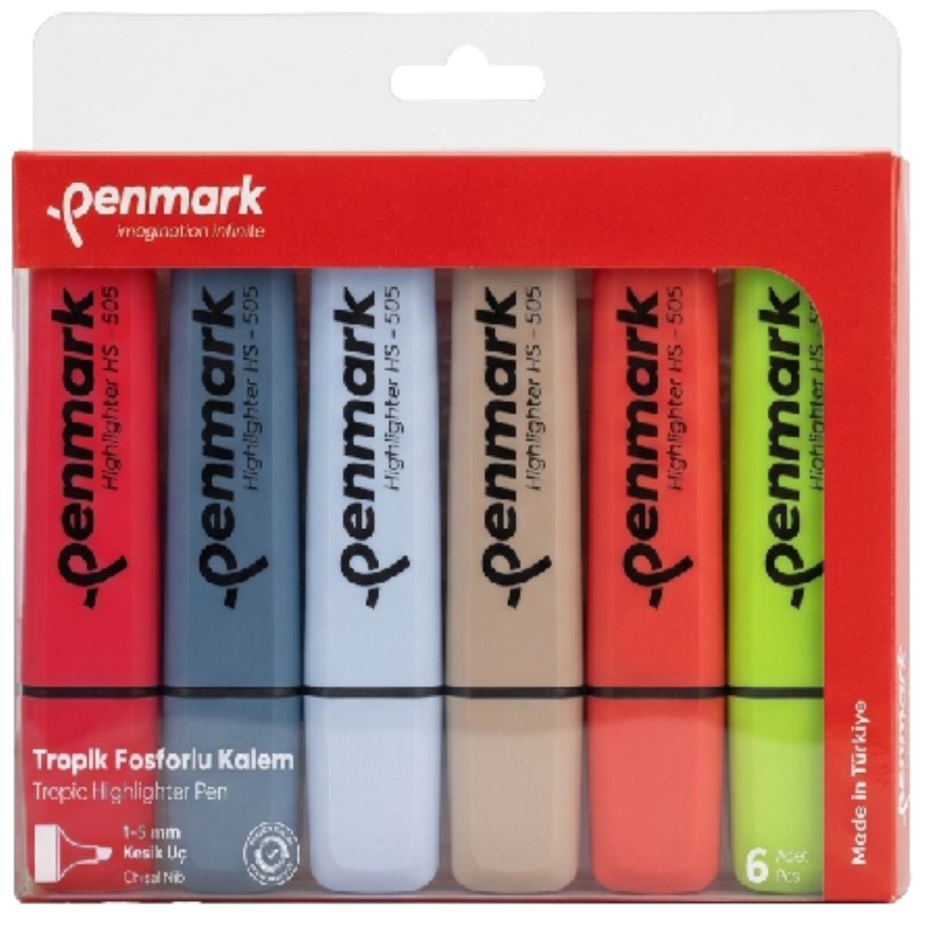 Penmark Tropik 6 Renk Blisterli Kesik Uçlu Fosforlu Kalem (12 Adet)