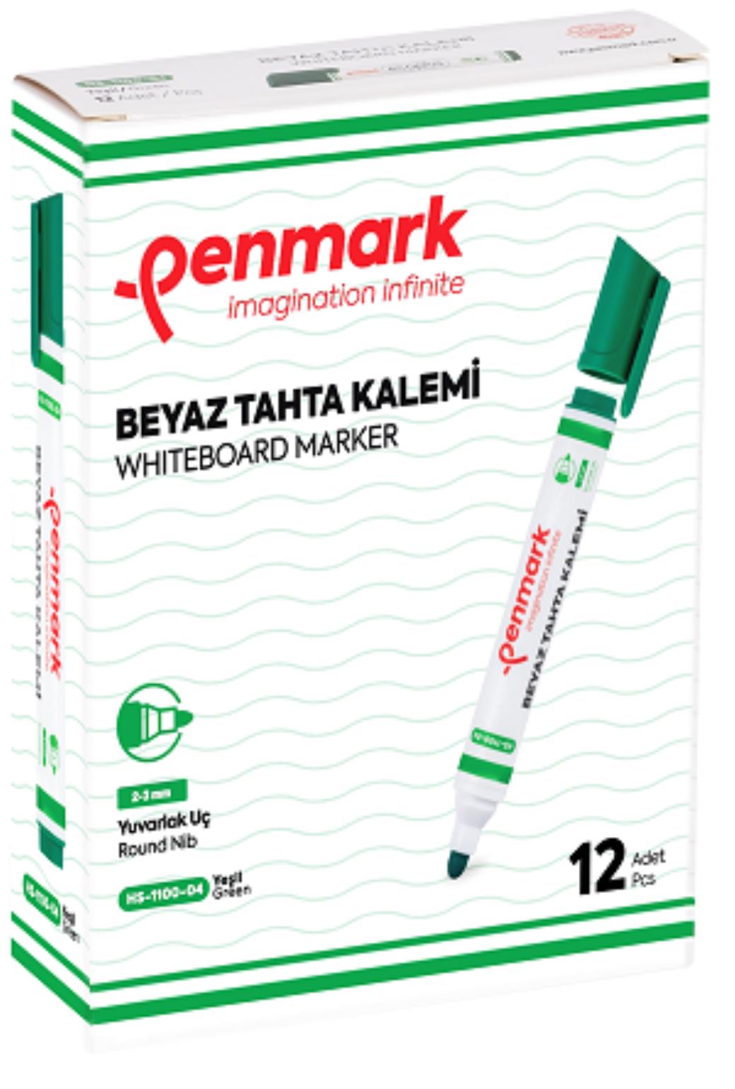 Penmark Beyaz Tahta Kalemi 12li Yuvarlak Yeşil Uç