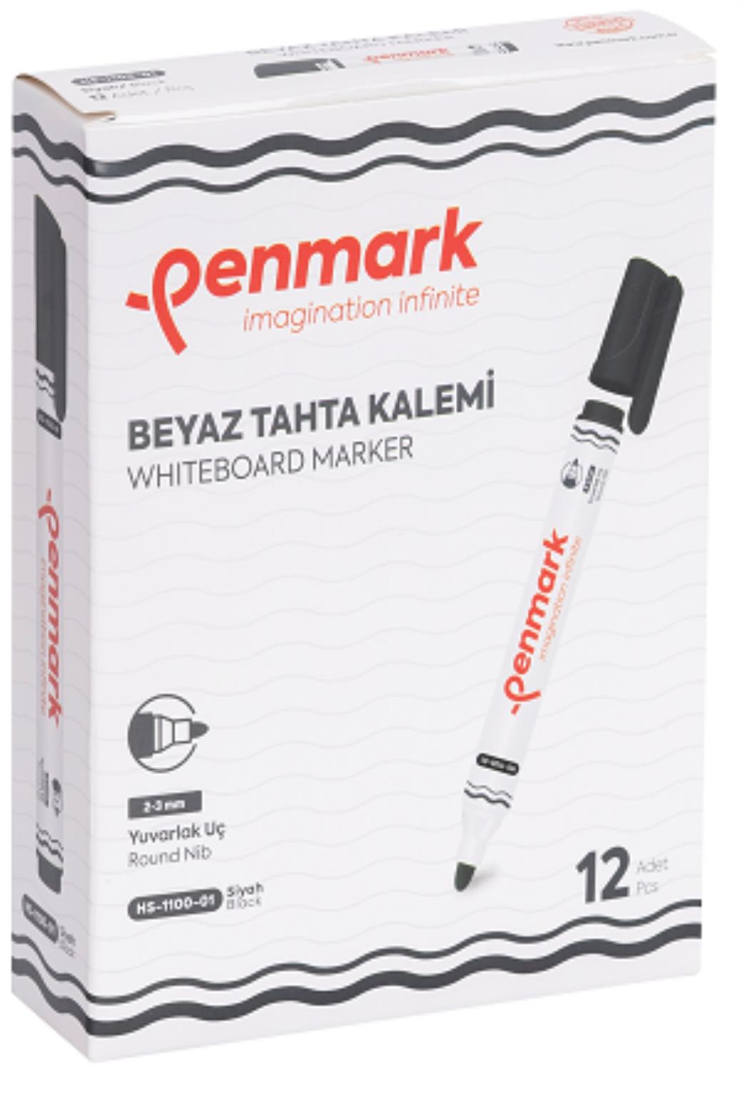 Penmark Beyaz Tahta Kalemi 12li Yuvarlak Siyah Uç (12 Adet)