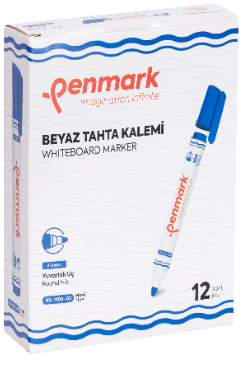 Penmark Beyaz Tahta Kalemi 12li Yuvarlak Mavi Uç (12 Adet)
