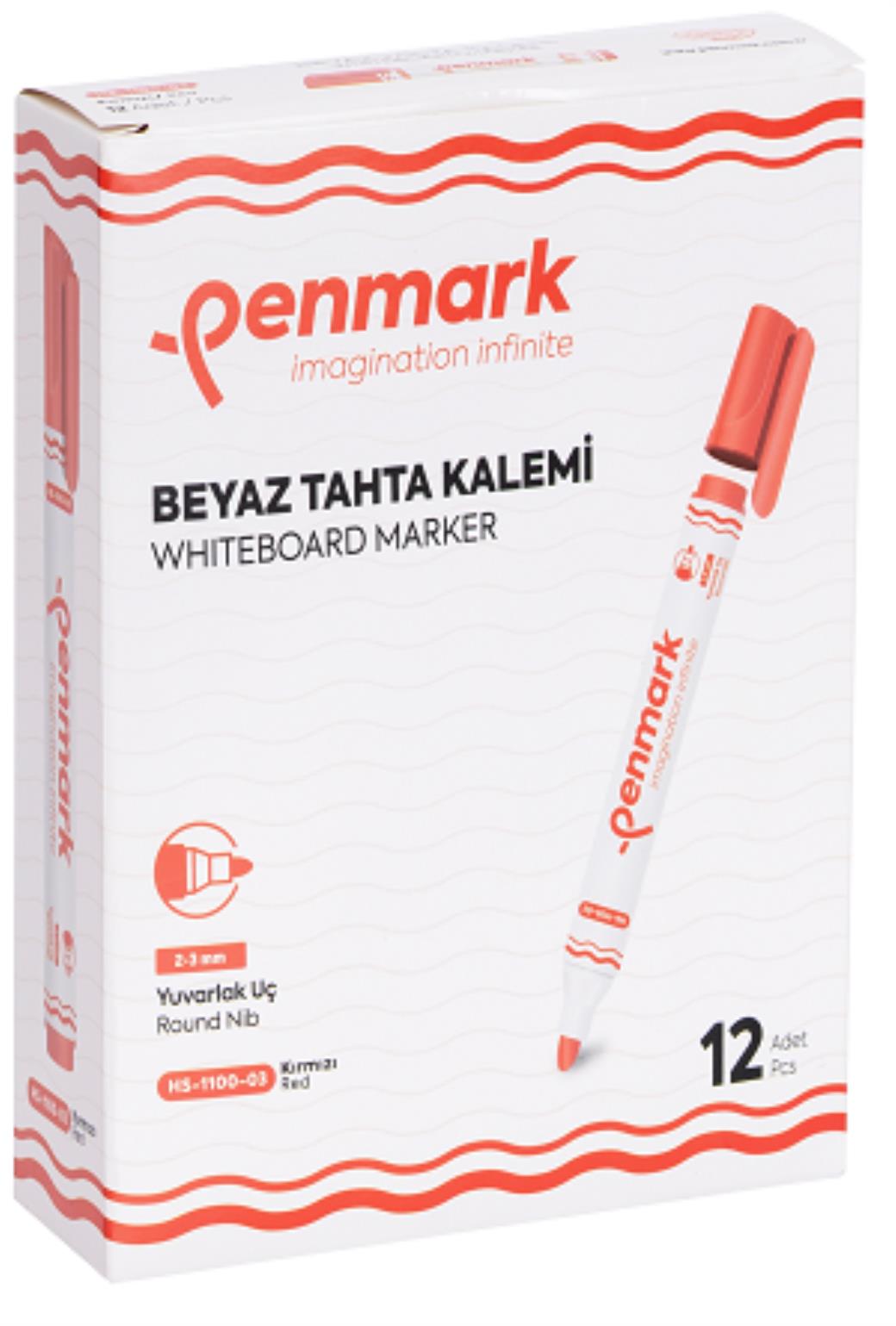 Penmark Beyaz Tahta Kalemi 12li Yuvarlak Kırmız Uç (12 Adet)