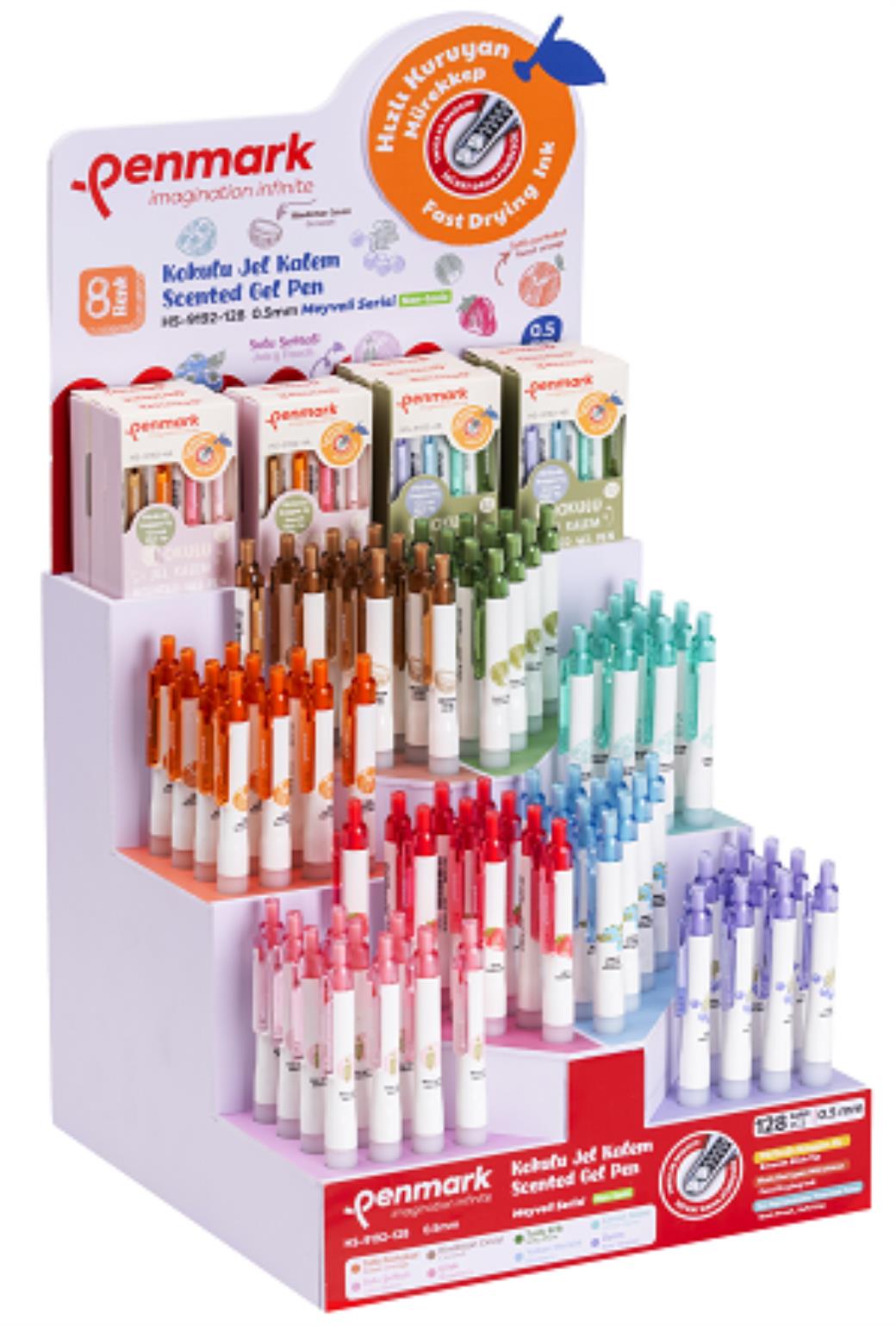 Penmark Roller Jel Kalem Karışık 128li Stand