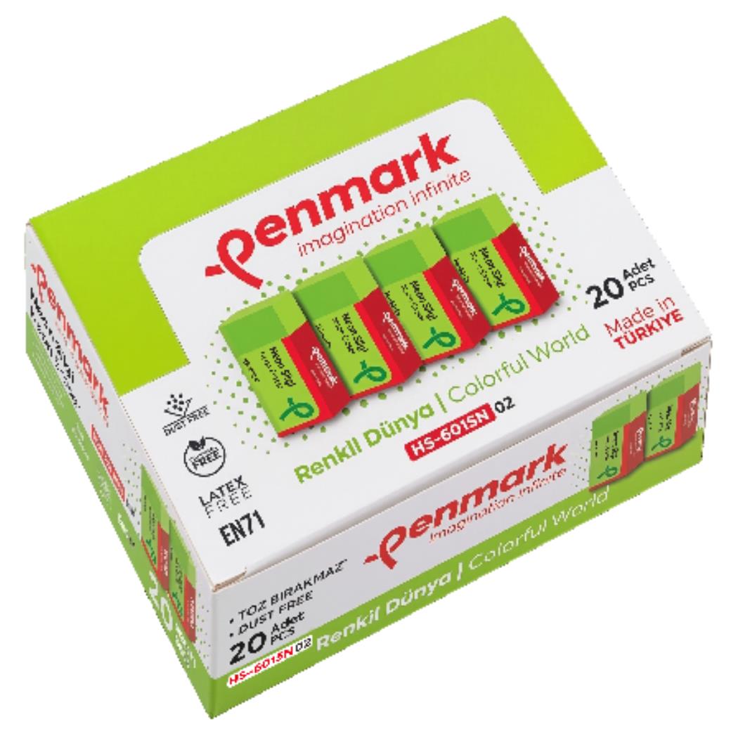 Penmark Neon Yeşil Silgi 20li Kutu