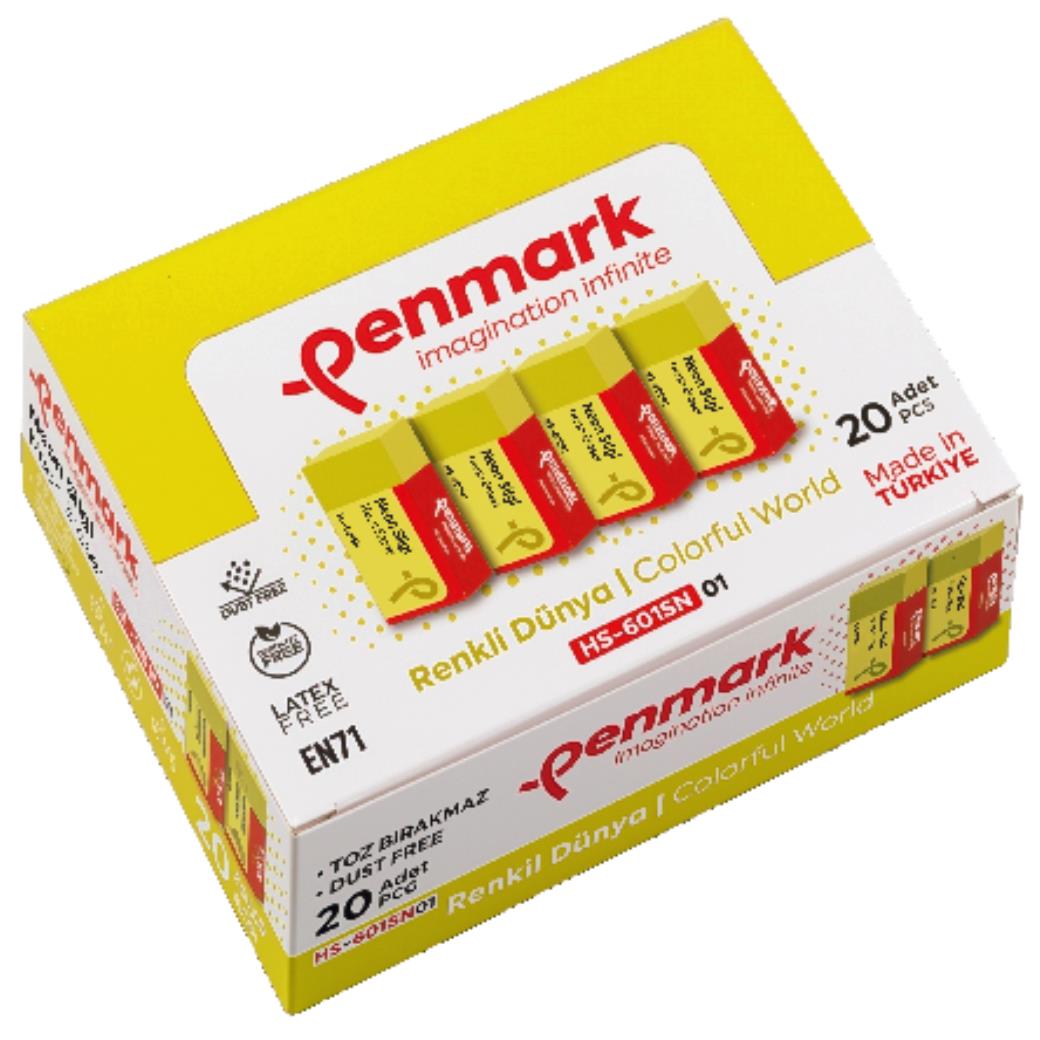 Penmark Neon Sarı Silgi 20li Kutu