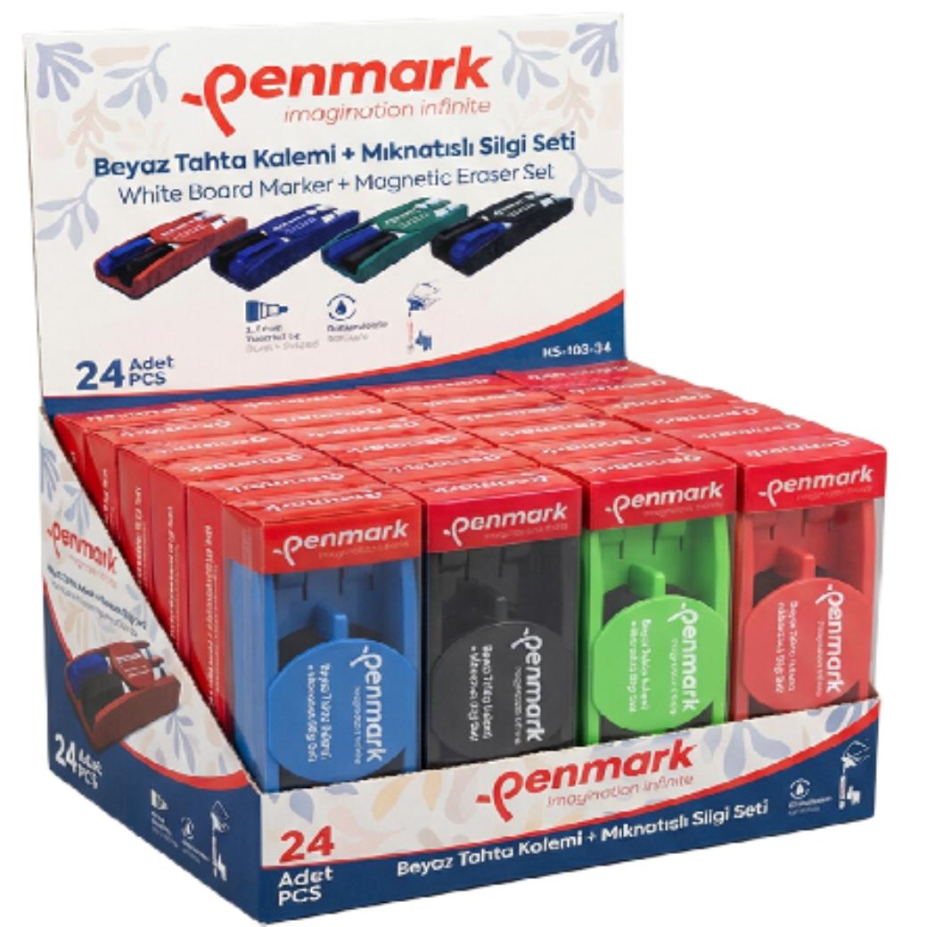 Penmark Mıknatıslı Tahta Silgisi 2li Tahta Kalemi 24lü Stand