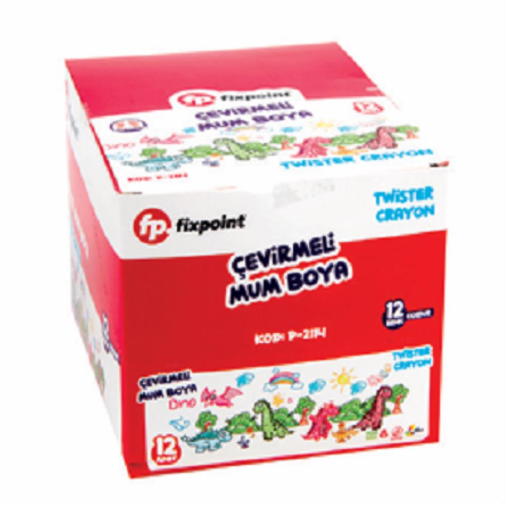 Fixpoint Çevirmeli Mum Boya 12 Renk (12 Adet)