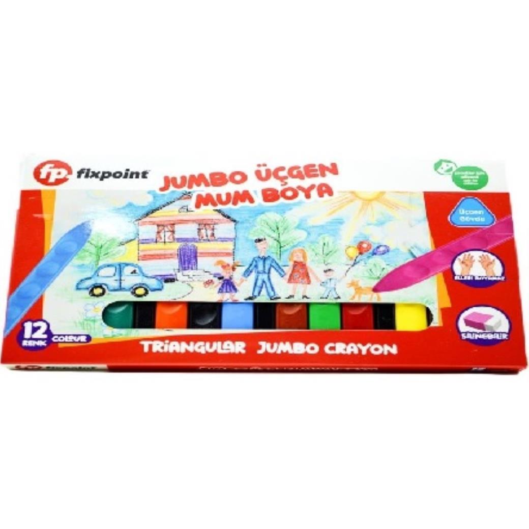 Fixpoint Üçgen Jumbo Mum Boya 12 Renk (12 Adet)