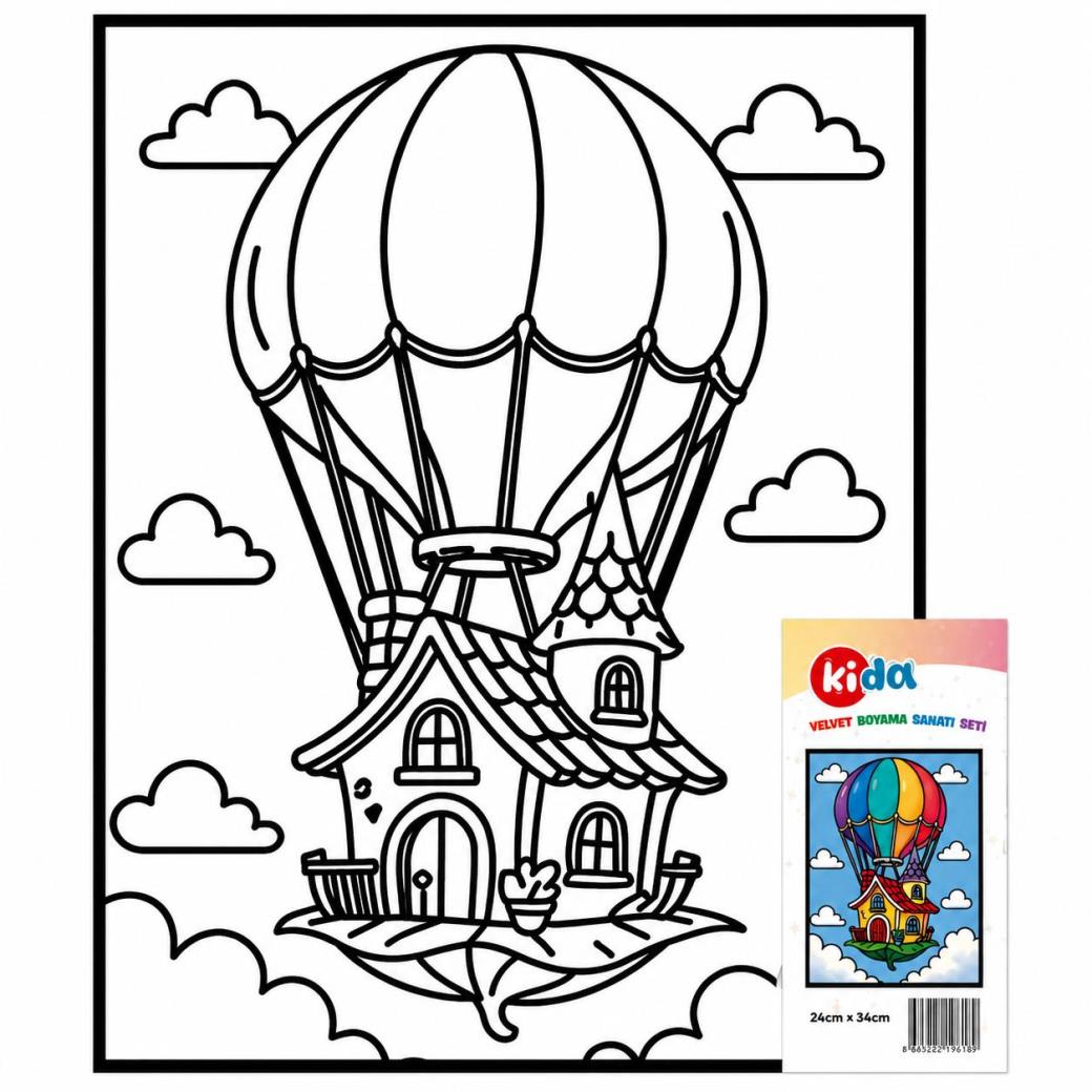 Kida Velvet Kadife Boyama Sanatı Seti - Balon