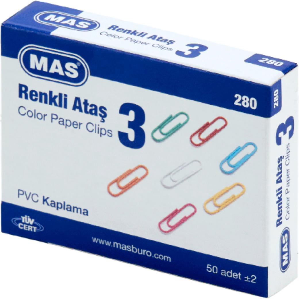 Mas Renkli Ataş Pvc Kaplı 28mm 36lı kutu