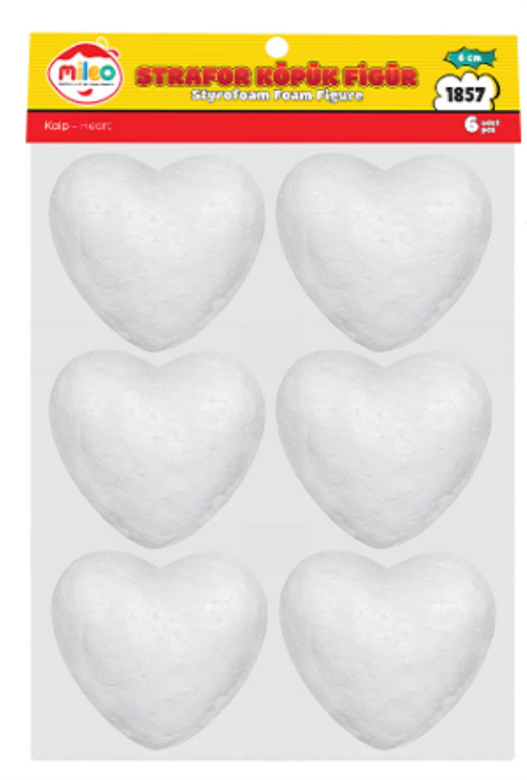Mileo Strafor Köpük Figür Kalp 6cm (6lı Paket)
