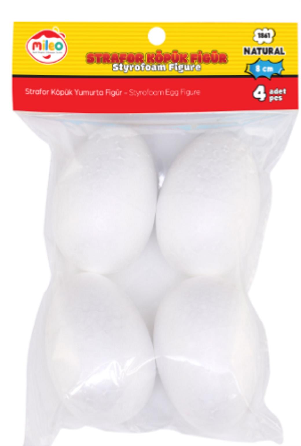 Mileo Strafor Köpük Figür Yumurta 8cm (4lü Paket)