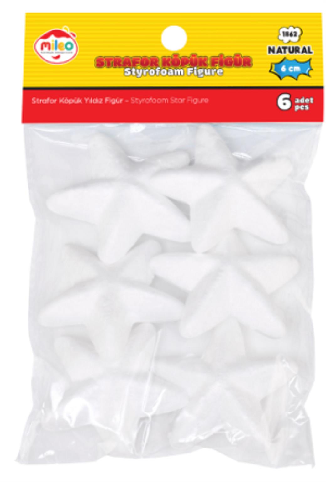 Mileo Strafor Köpük Figür Yıldız 6cm (6lı Paket)
