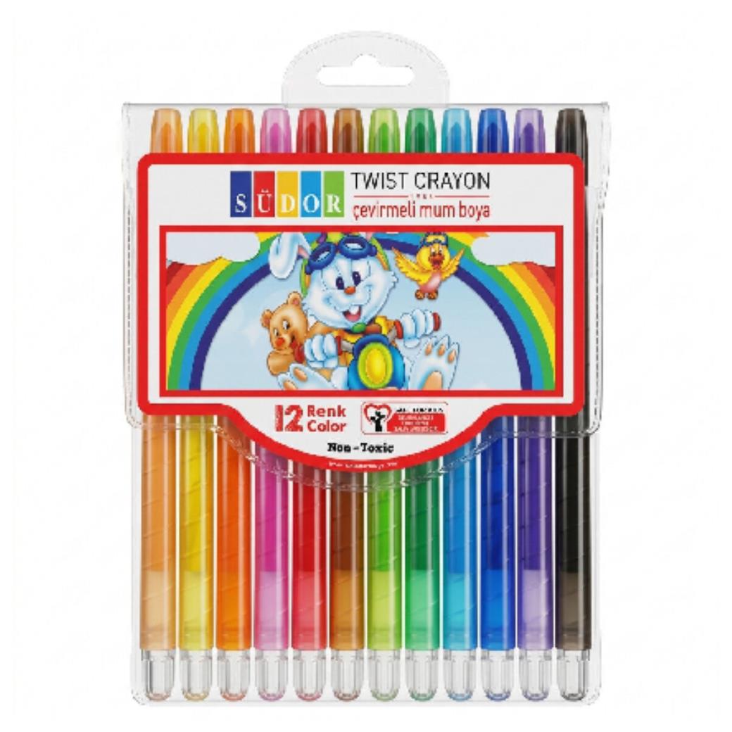Südor Çevirmeli Mum Boya 12li Set (12 Adet)
